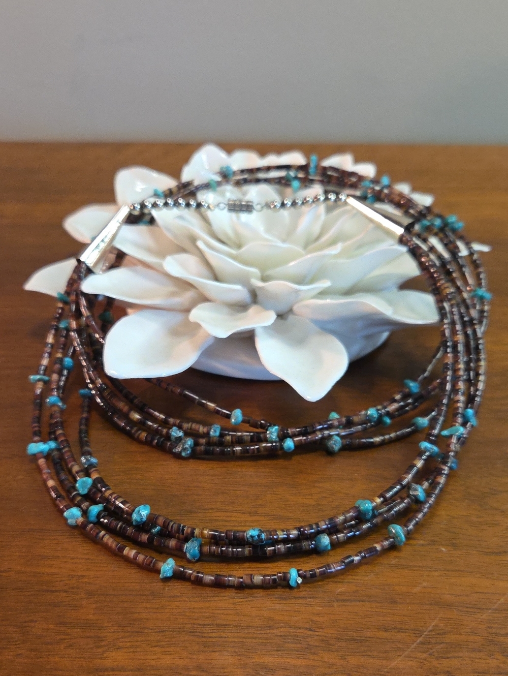 Vintage Necklace 4 Strand Heishi And Turquoise Beads Southwest Style